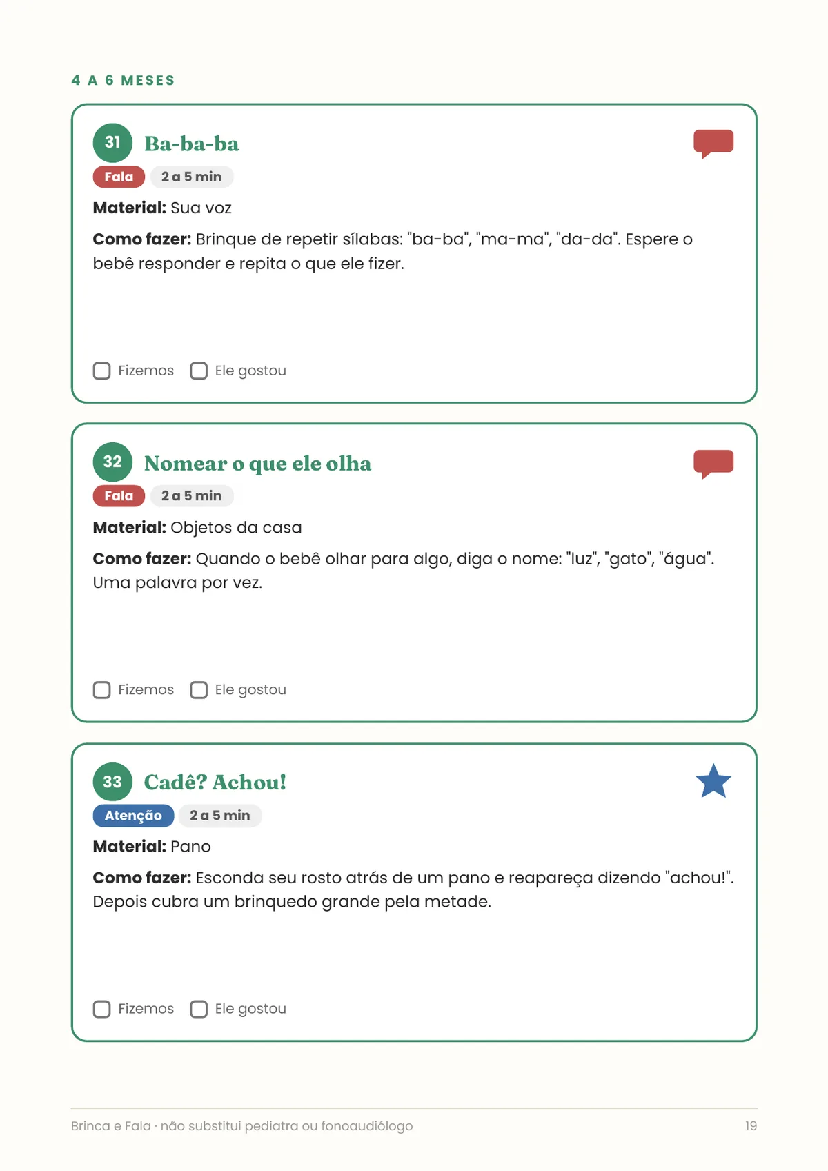 Página real do PDF Brinca e Fala: brincadeira de fala
